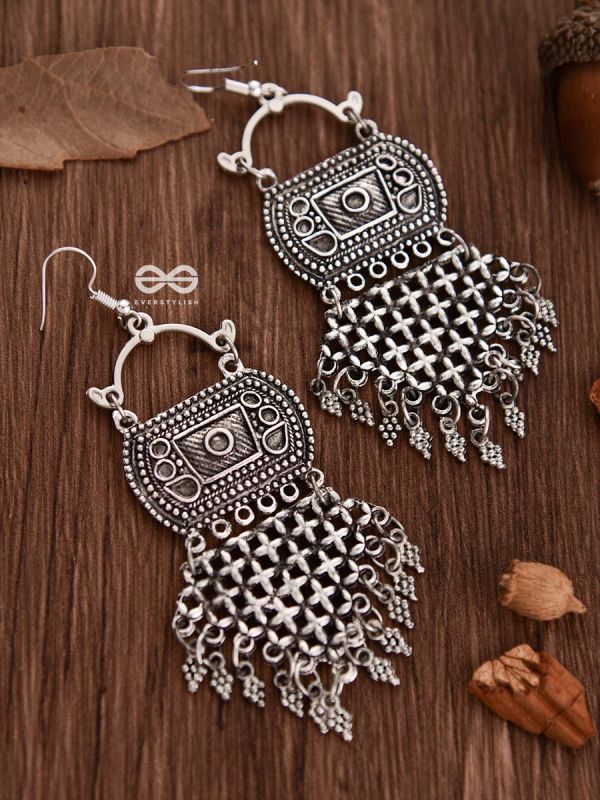 The Criss-Cross Boho Trunk - Oxidised Boho Earrings