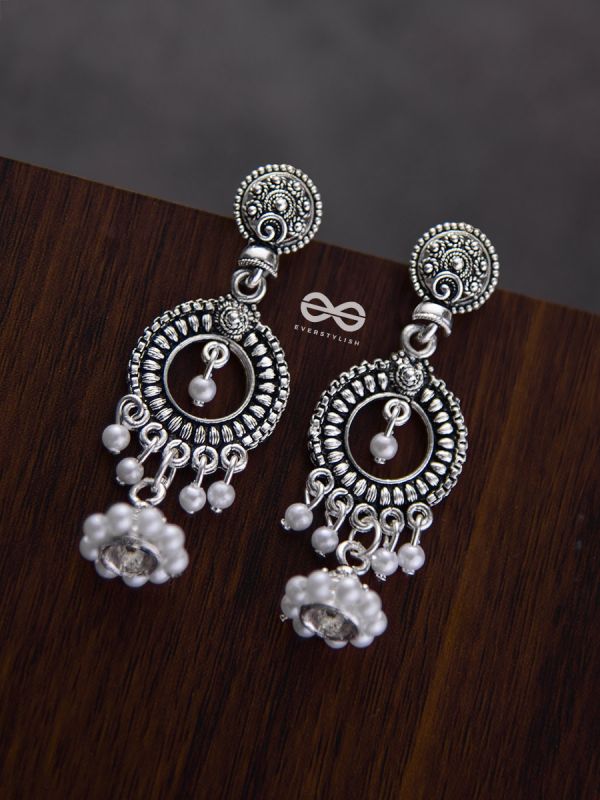 The Little Rounded Layered Jhumkis - Oxidised Boho Earrings
