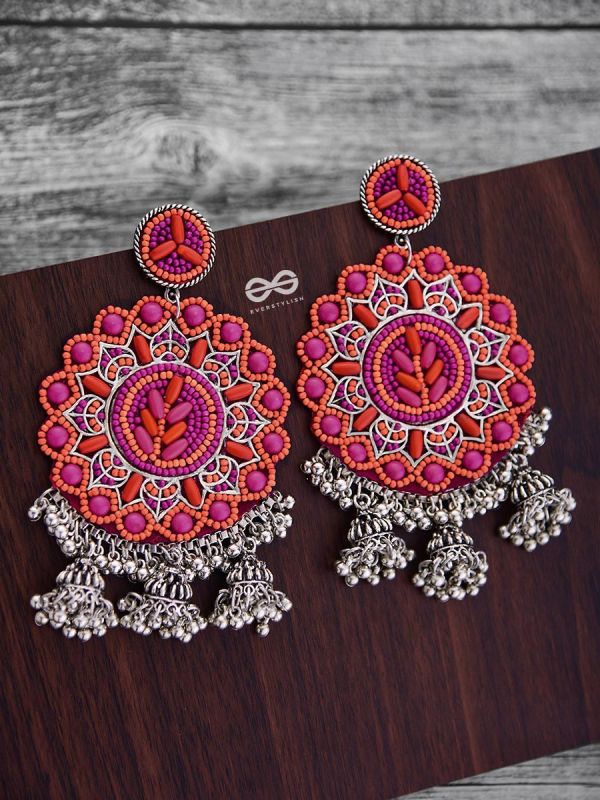 The Stunning Jaw-Droppers (Orange-Pink) - Embroidered Oxidised Collection