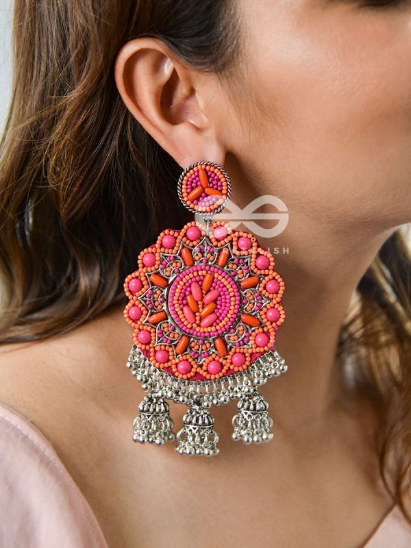The Stunning Jaw-Droppers (Orange-Pink) - Embroidered Oxidised Collection