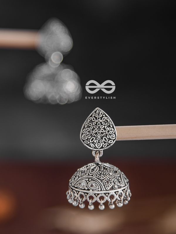 The Intricate Statement - Oxidised Boho Jhumkas