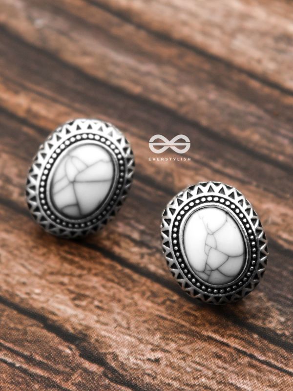 The Marble Button Studs - Tiny Trinket Earrings