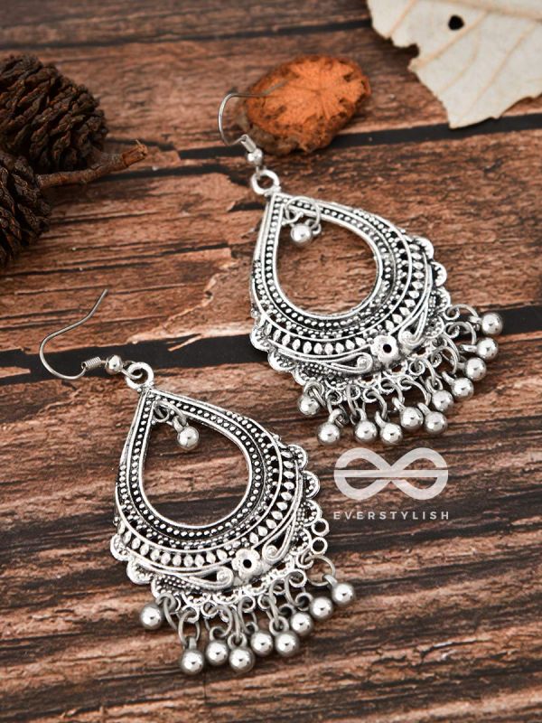 The Dazzling Droplet Danglers - Oxidised Boho Earrings