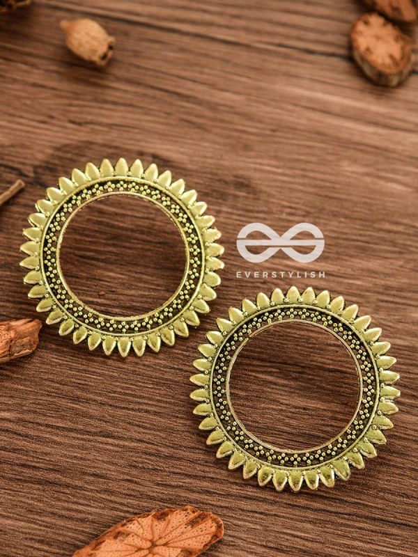 The Bohemian Sun - Oxidised Boho Earrings (Golden)