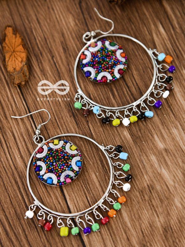 Colour Me Crazy - Oxidised Boho Earrings - Silver