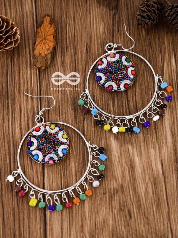 Colour Me Crazy - Oxidised Boho Earrings - Silver