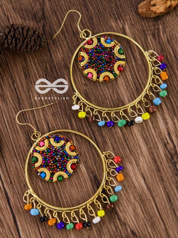 Colour Me Crazy - Oxidised Boho Earrings - Golden
