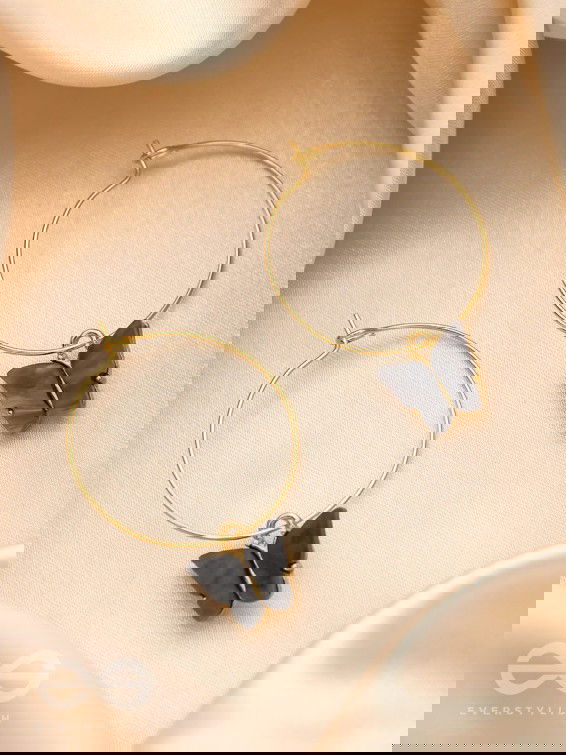 The Beauteous Butterfly Hoops (Grey) - Golden Casual Earrings