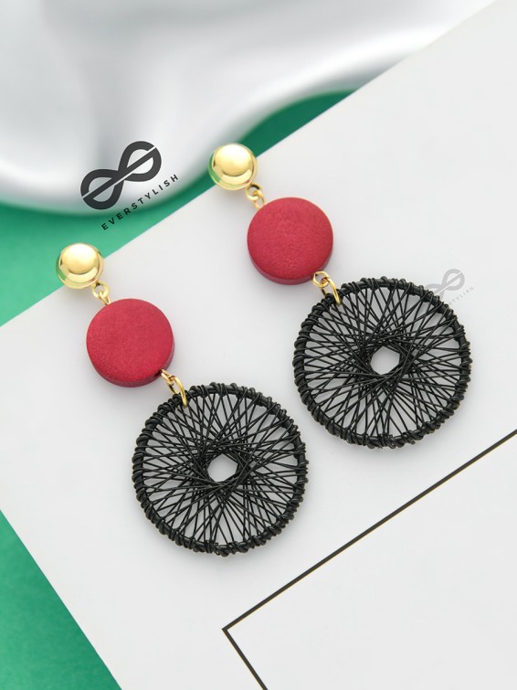 The Chic Woven Chakras (Black) - Statement Dangler Earrings