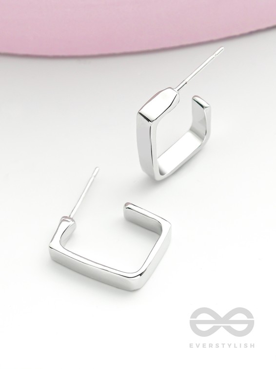 Hooked on Charm- Silver Earrings