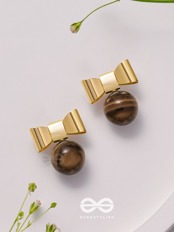 Earthy Bows - Golden Earrings
