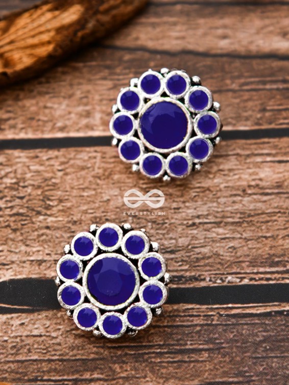 The Bling Button Studs - Sapphire Blue - Tiny Trinket Earrings