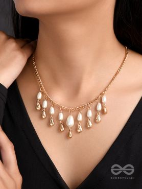 The Rainmaker- Golden Embellished Necklace With Anti-Tarnish Coating 