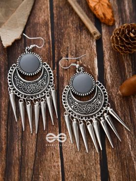 The Badass Mirror Motifs - Oxidised Boho Earrings