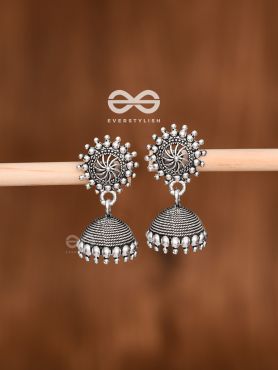 The Little Chakra Jhumkis - Oxidised Boho Earrings