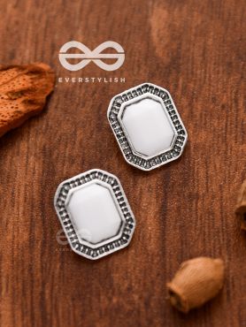 The Little White Button Studs - Tiny Trinket Earrings