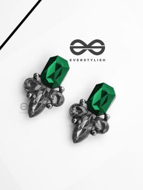 The Elegant Embellished Green Studs