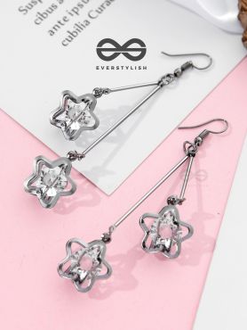 The Double Shimmery Stars (Gun Metal finish)- Casual Dangler Earrings