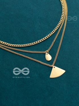 The Elegant Curves  - Golden Triple Layered Statement Neckpiece