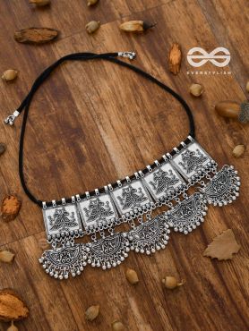 The Playful Peacock Artwork- Statement Oxidised Choker