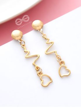 The Beating Hearts - Golden Statement Dangler Earrings