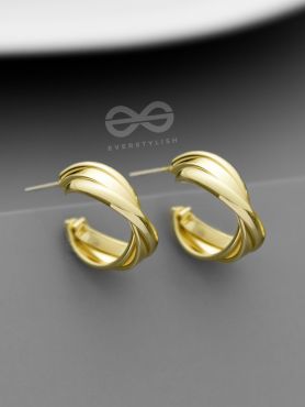 The Techno Twists - Golden Statement Stud hoops