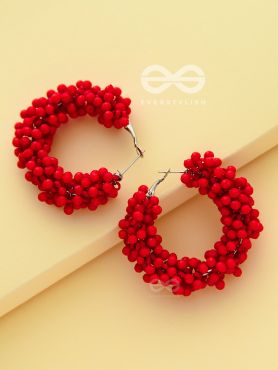 A Glimmer of Shimmer - Playful Embellished Hoops (Scarlet Red)