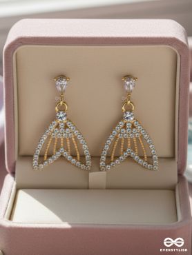 Sea Saga- Gem Stone and Rhinestones Studded Golden Earrings