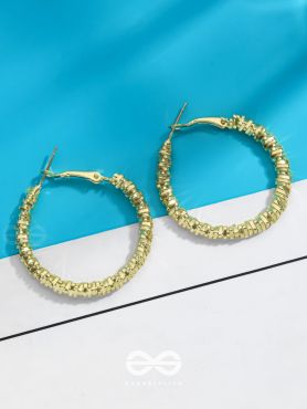 Intertwined Rims- Textured Golden Hoops