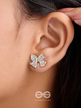 The Knotted Star- Golden Rhinestones Earrings