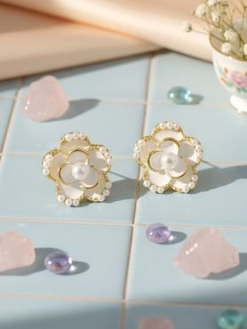 The Milky Way- Golden Pearl Earrings