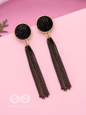The Ebony Fall- Black and Golden Earrings