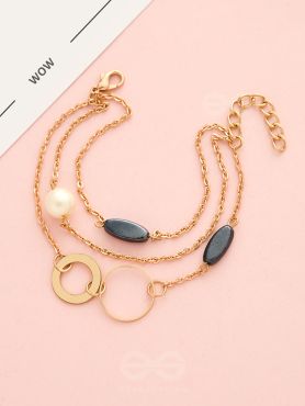 Day 'n' Nite- Pearl and Stones Studded Golden Bracelet