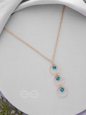 The Drizzly Woods- Blue And Golden Crystal Beads Necklace With Anti-Tarnish Coating 