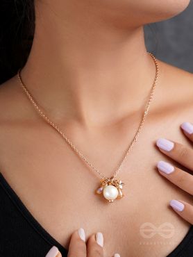 A Piece Of Sky- Golden Pearl Necklace With Anti-Tarnish Coating 