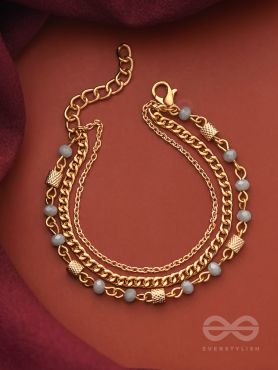 Three's the Charm-  Golden Beads Layered Bracelet