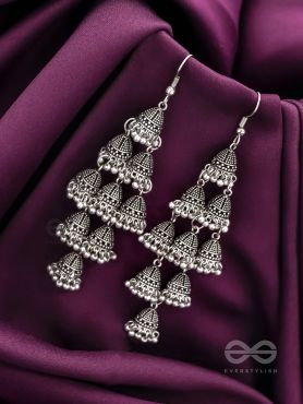 The Sheeny Web- Oxidised Statement Earrings