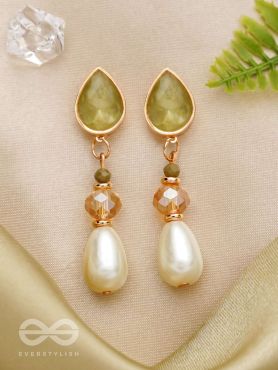 The Misty Leaf- Golden Embellished Earrings