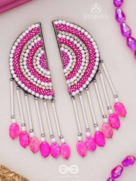 Tamarasi - The Lotus Pond - Beads And Cutdana Hand Embroidered Earrings