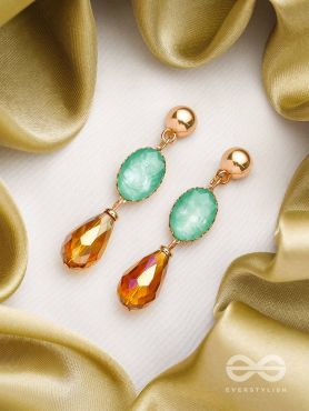 The Magic Mirror- Golden Embellished Earrings