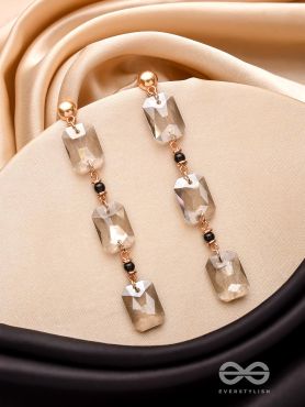 The Charcoal Charm- Golden Embellished Earrings