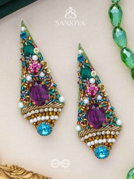 Anangika - The Lovely One - Pearls, Stones And Beads Hand Embroidered Earrings