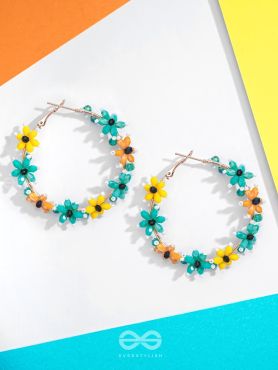 Spring's Escape - Floral Hoop Earrings