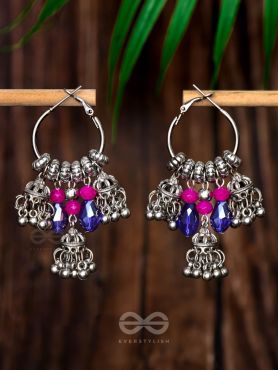 THE WHIMSICAL DREAMCATCHER - EMBELLISHED OXIDISED JHUMKA EARRINGS