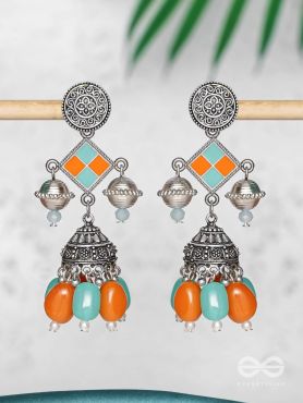 MYSTIC OCEAN SUNDOWN - EMBELLISHED OXIDISED EARRINGS