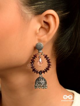 The Violet Wonder - Oxidised Jhumka Earrings