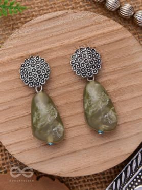 The Greenland Mist- Stone Oxidised Earrings