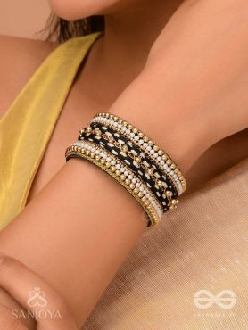 Madhya - In Between Night - Beads And Resham Hand Embroidered Bangle