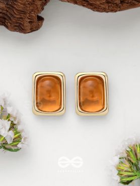 Sunlit Amber - Golden Stud Earrings 