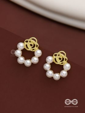 Eternal love - Golden rose studs with silver Pearls